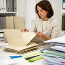 Responsable de administración organizando expedientes de ayudas públicas en Ronda
