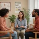 Mediador intercultural facilitando una conversación en un centro comunitario de Ronda