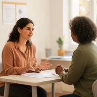 Mediador intercultural atendiendo una consulta social en una oficina de Ronda